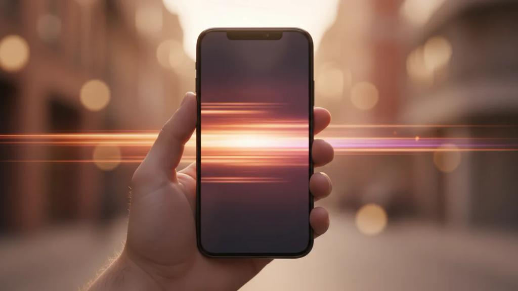 Traveler holding a phone showing a slow loading spinner over a city skyline